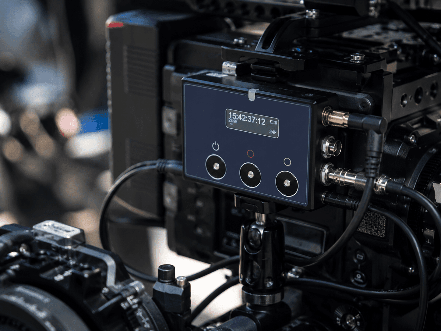 Timecode-Generator an Kamera für Sync am Filmset